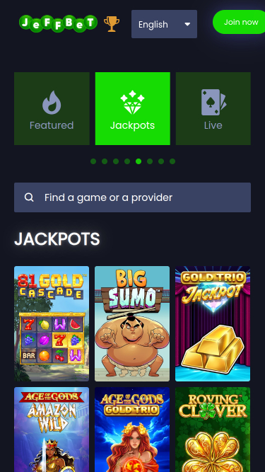 Jackpot móvil del casino Jeffbet