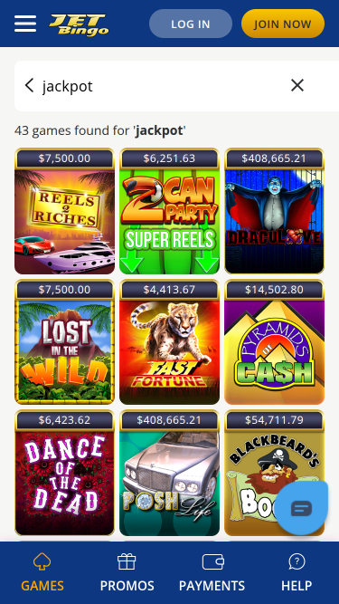 Jackpot mobile di Jet Bingo