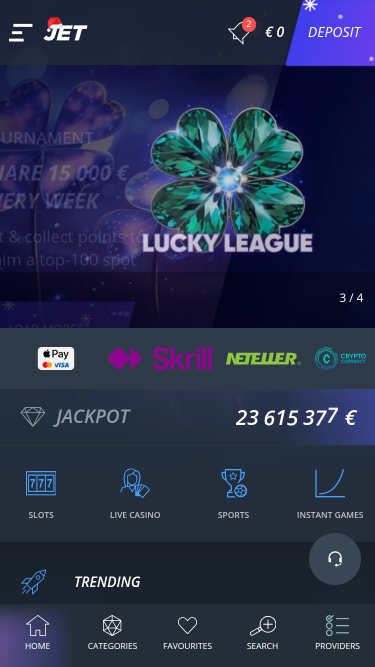 Jet Casino Homepage Mobil