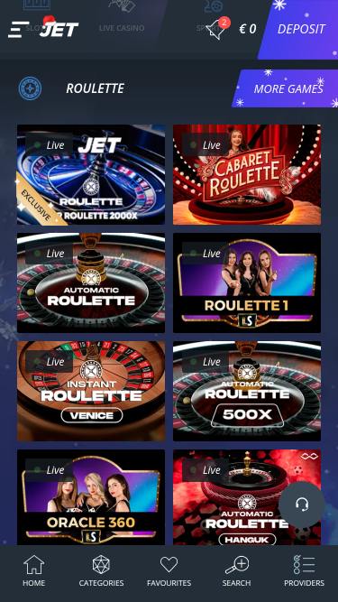 Jet Casino Live-Dealer-Mobilgerät
