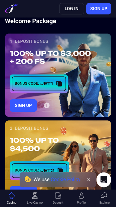 Jet4bet Casino-Aktionen Mobil