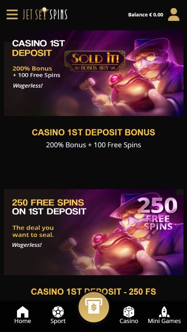 Promotions mobiles du casino JetSetSpins