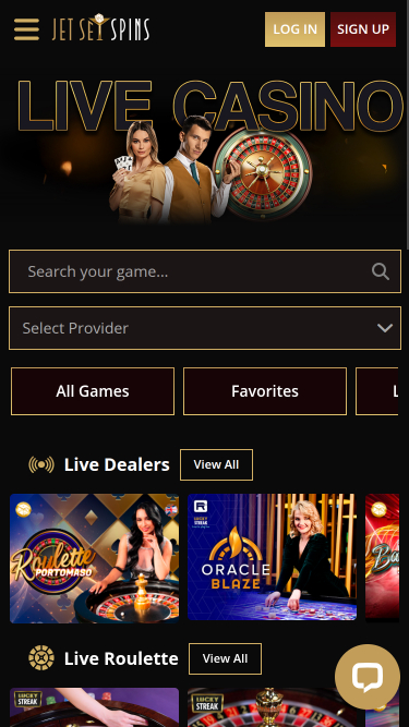 JetSetSpins Casino Mobile Live Dealer