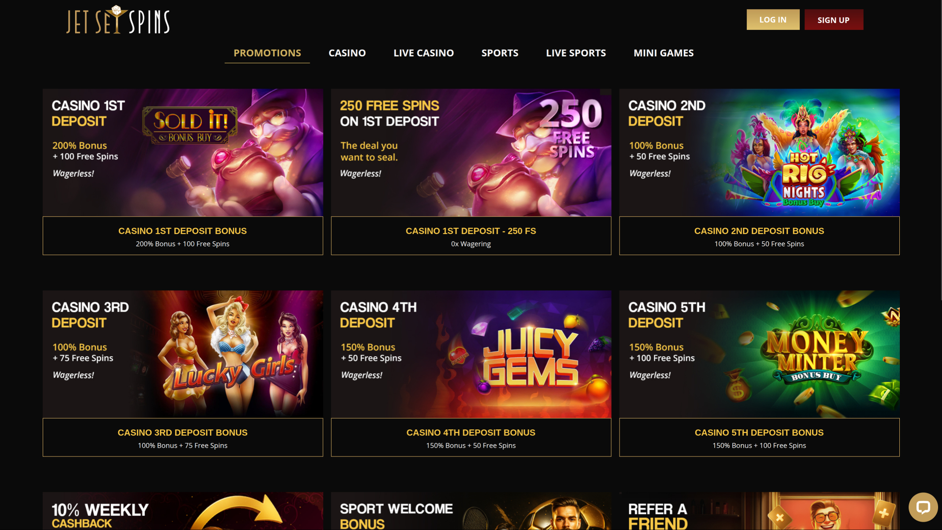 JetSetSpins Casino Desktop Promotions