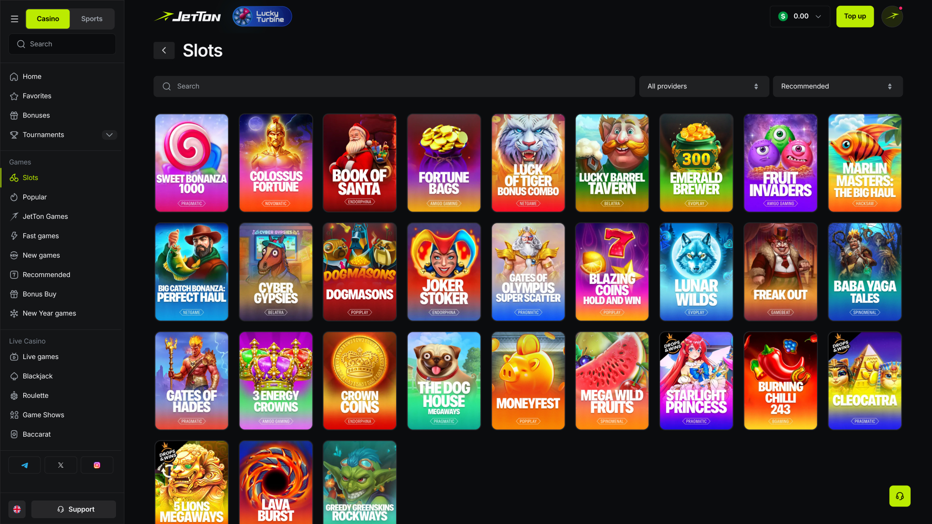 Juegos de casino Jetton Games para escritorio