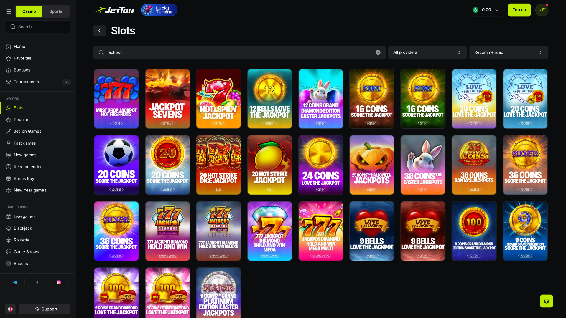 Casino Jetton Games Jackpot para escritorio