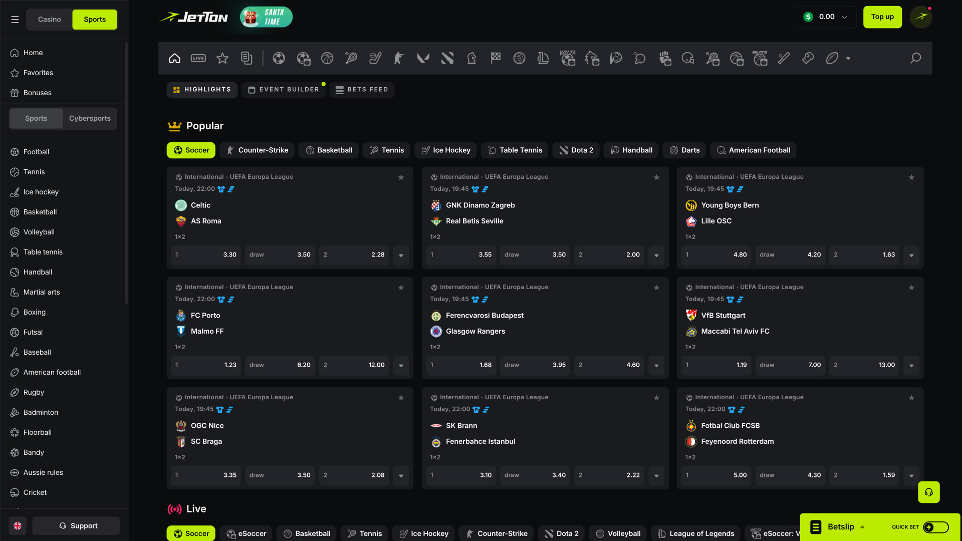 Jetton Games Casino Deportes Escritorio