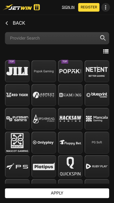 Développeurs de jeux de casino Jetwin Mobile