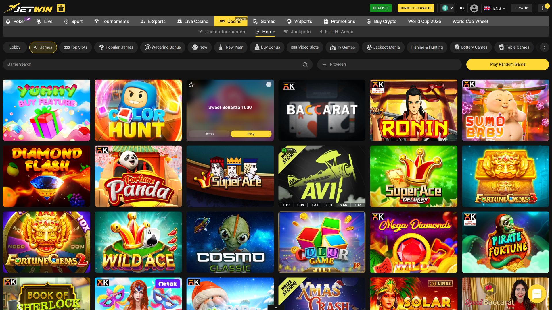 Jetwin Casino Desktop-Spiele