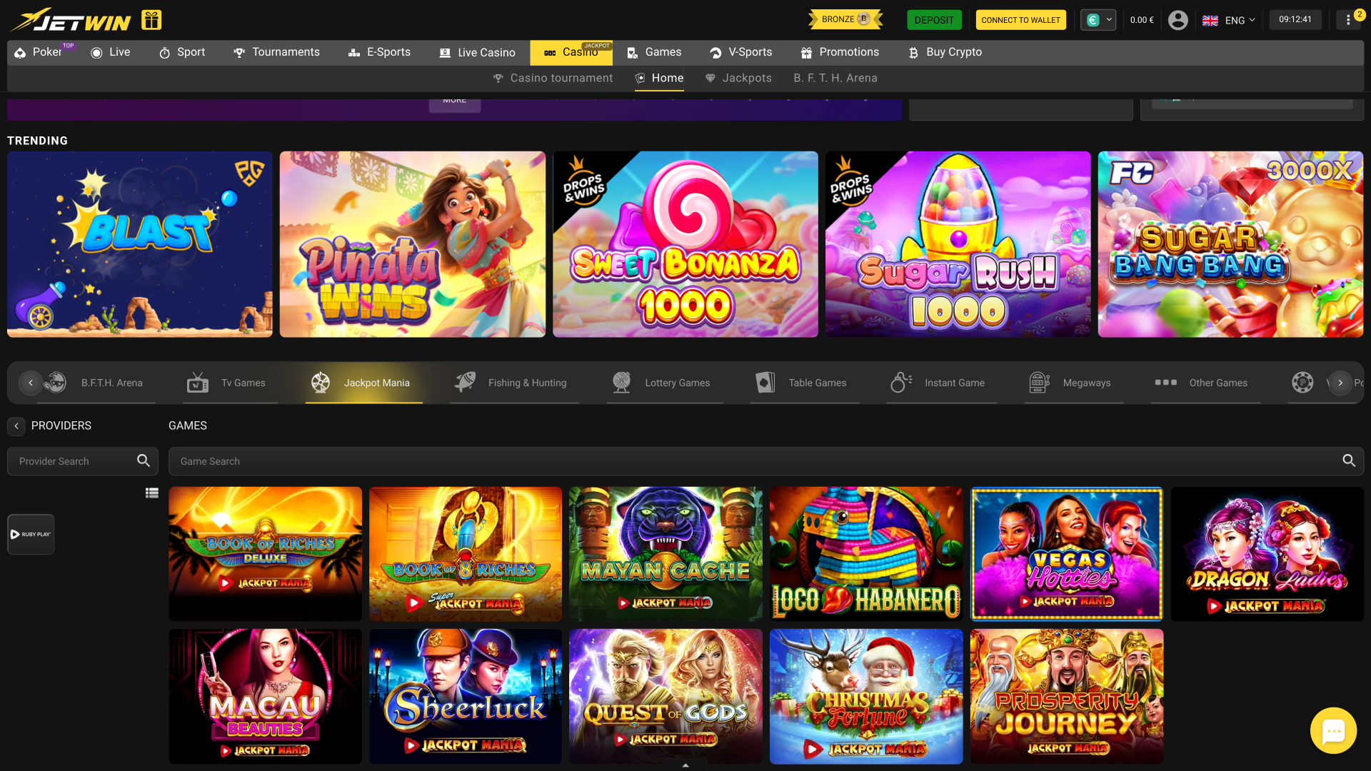 Jackpot du casino Jetwin sur ordinateur