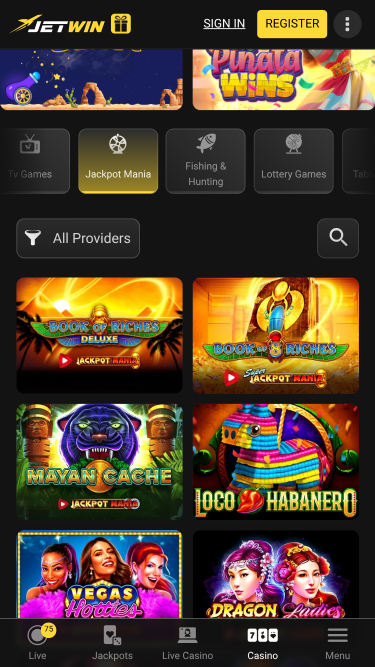 Jackpot du casino Jetwin Mobile