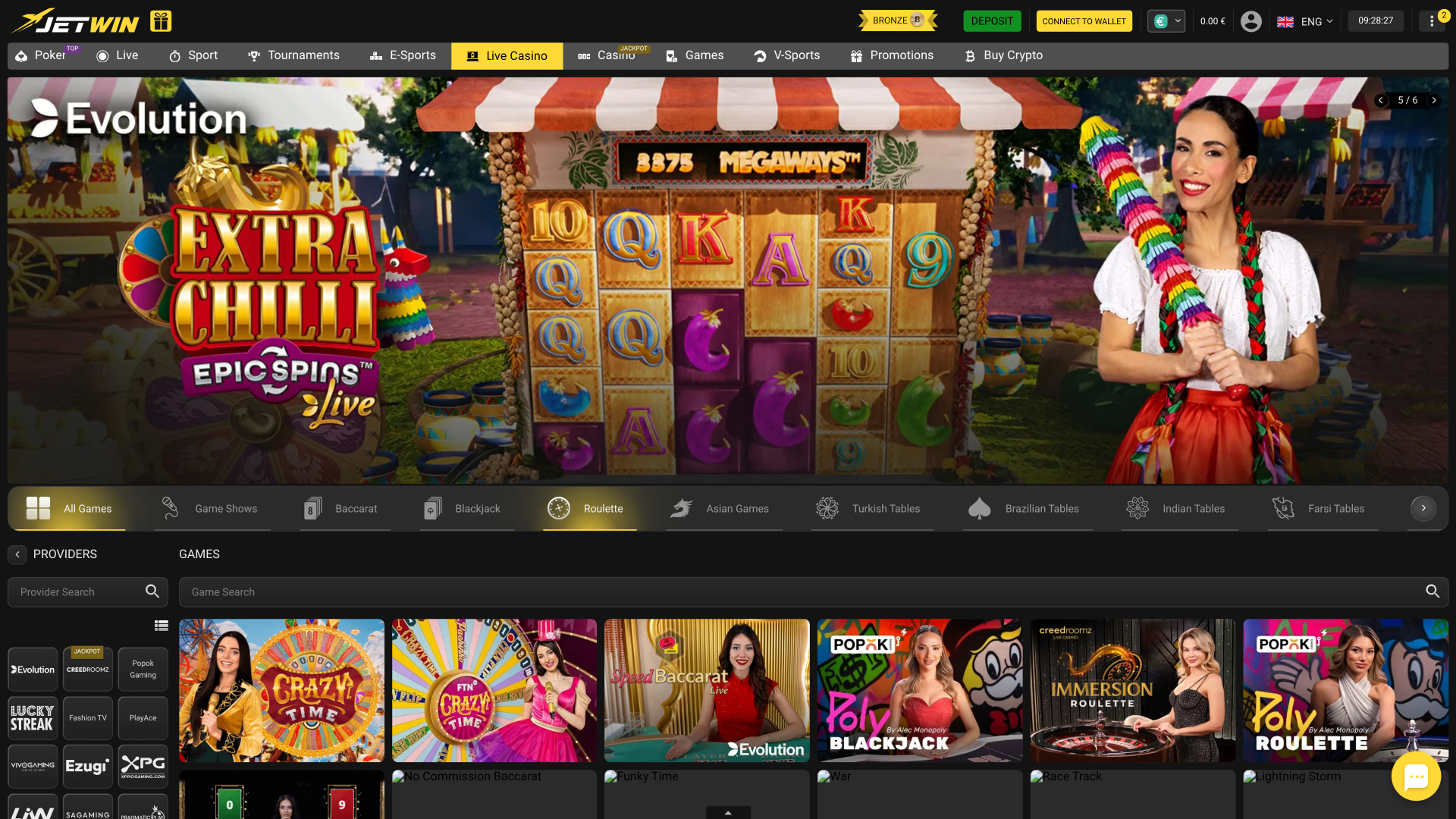 Jetwin Casino avec croupier en direct sur ordinateur