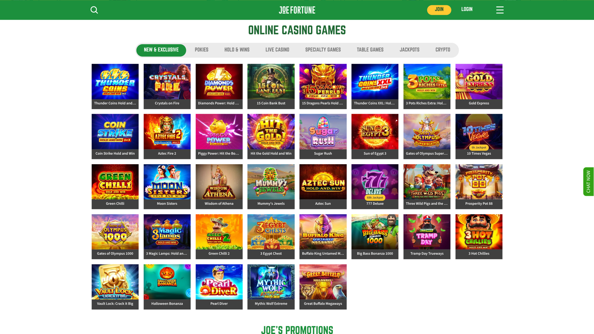 Jeux de casino Joe Fortune sur ordinateur