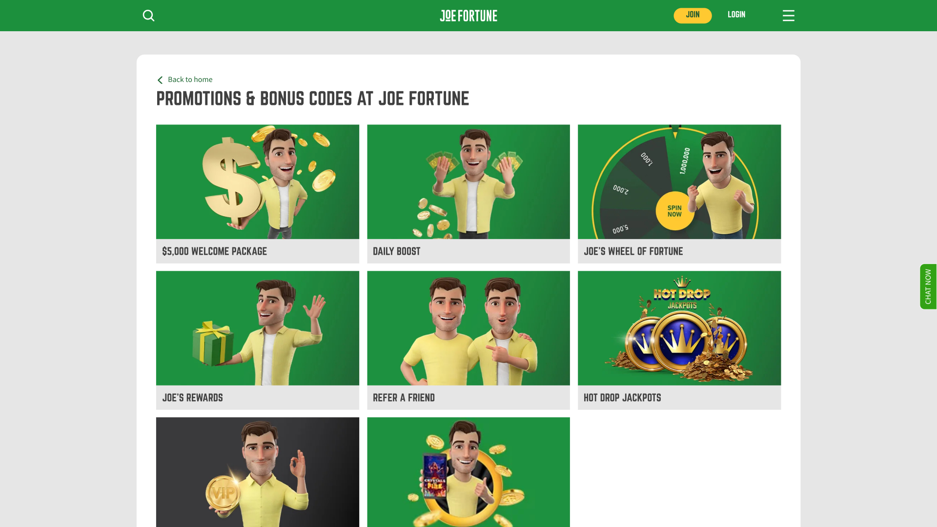 Promotions du casino Joe Fortune ordinateur de bureau