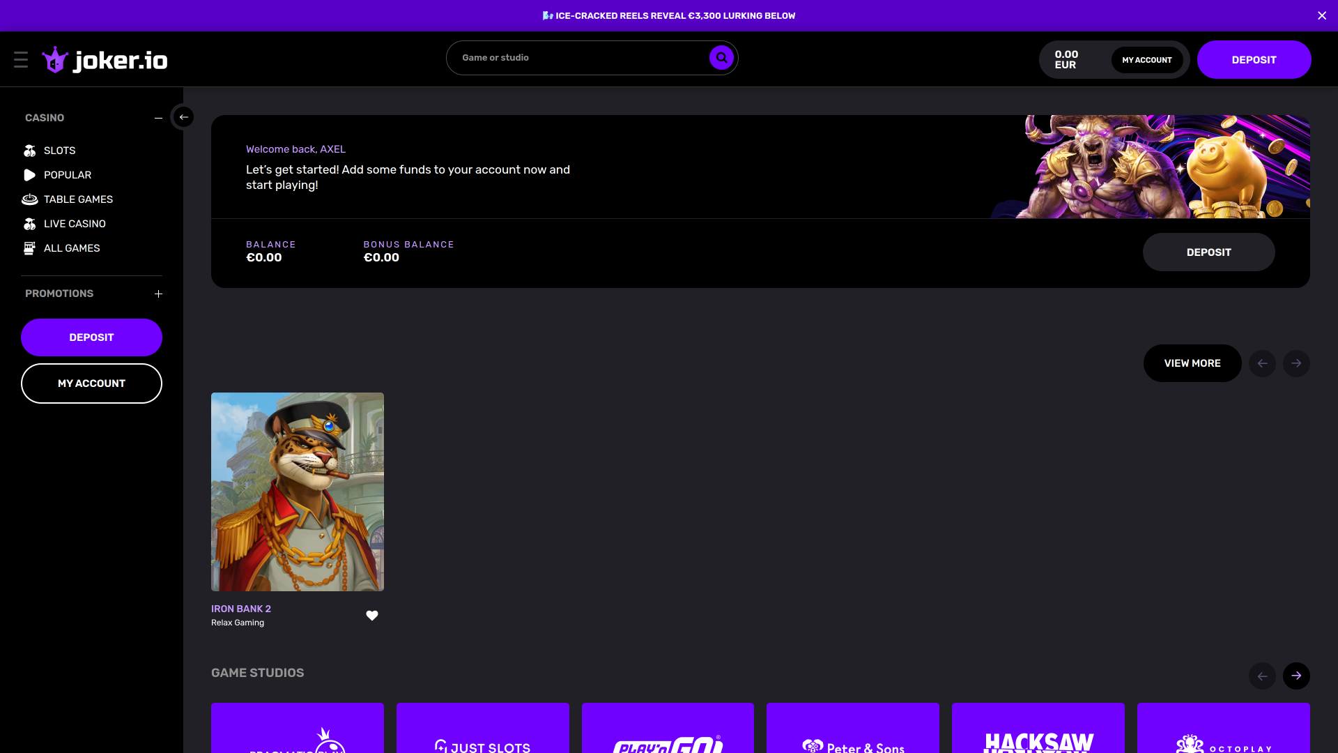 Pagina iniziale di Joker.io Desktop