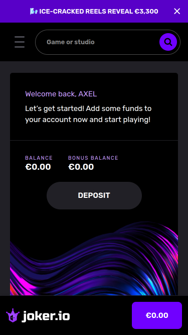 Homepage di Joker.io Mobile