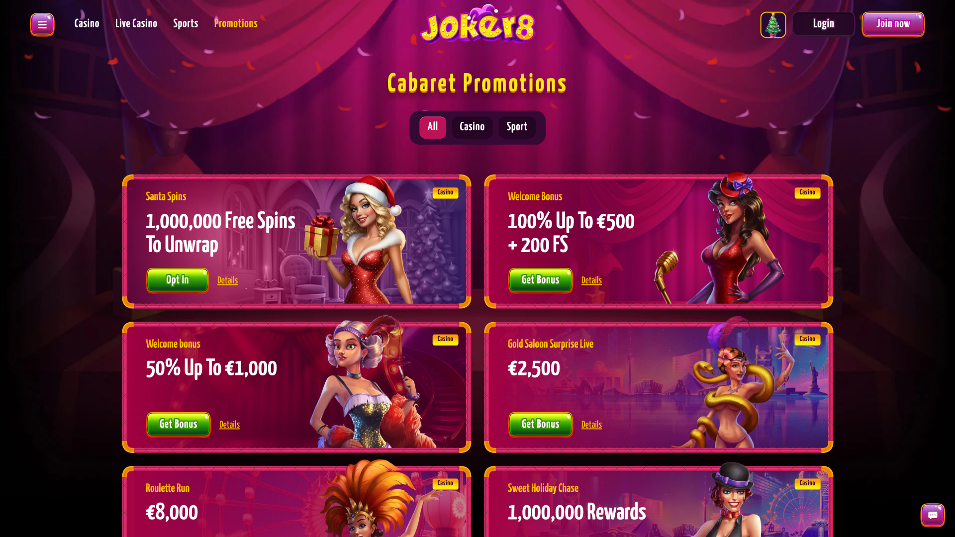 Promozioni del casinò Joker8 Desktop