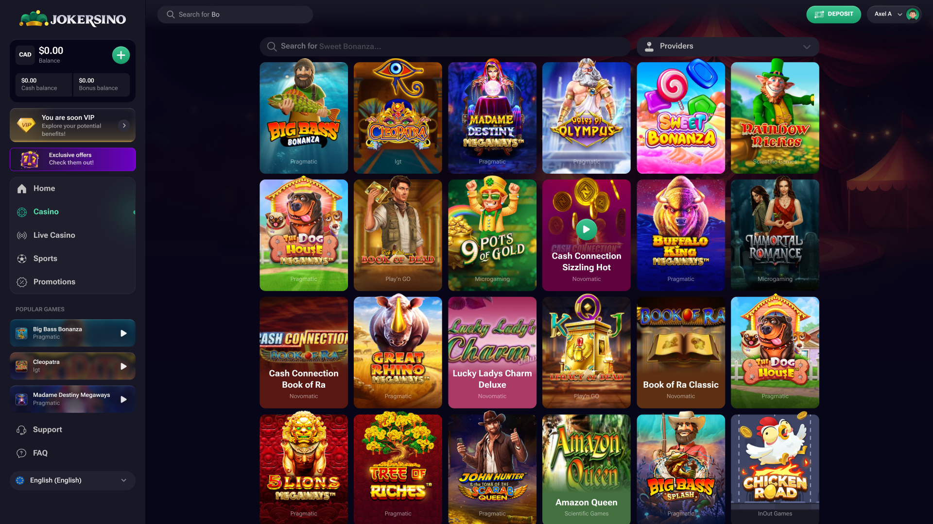 Jeux Jokersino pour ordinateur