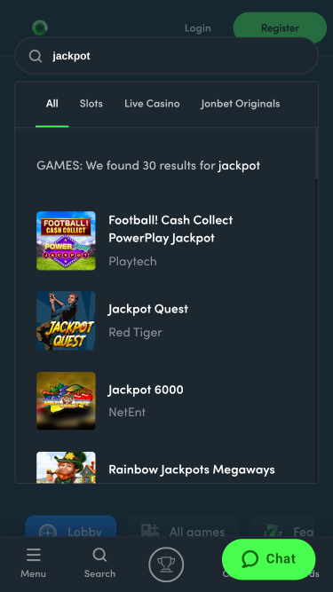 Jackpot du casino Jonbet sur mobile