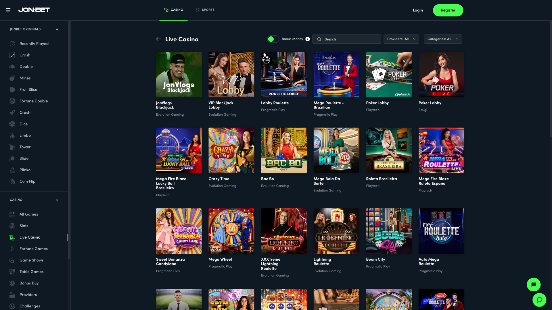 Jonbet Casino avec croupier en direct sur ordinateur