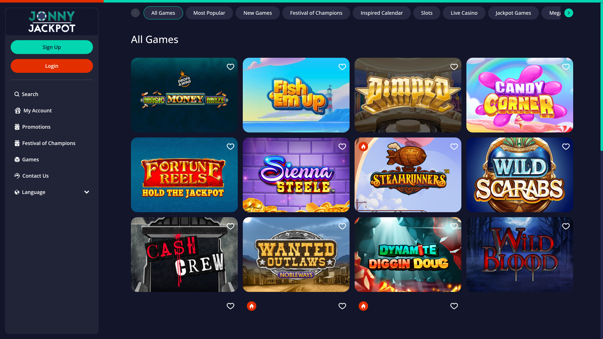 Jeux de casino Jonny Jackpot sur ordinateur