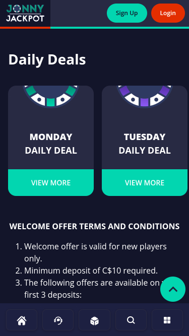 Promotions mobiles du casino Jonny Jackpot