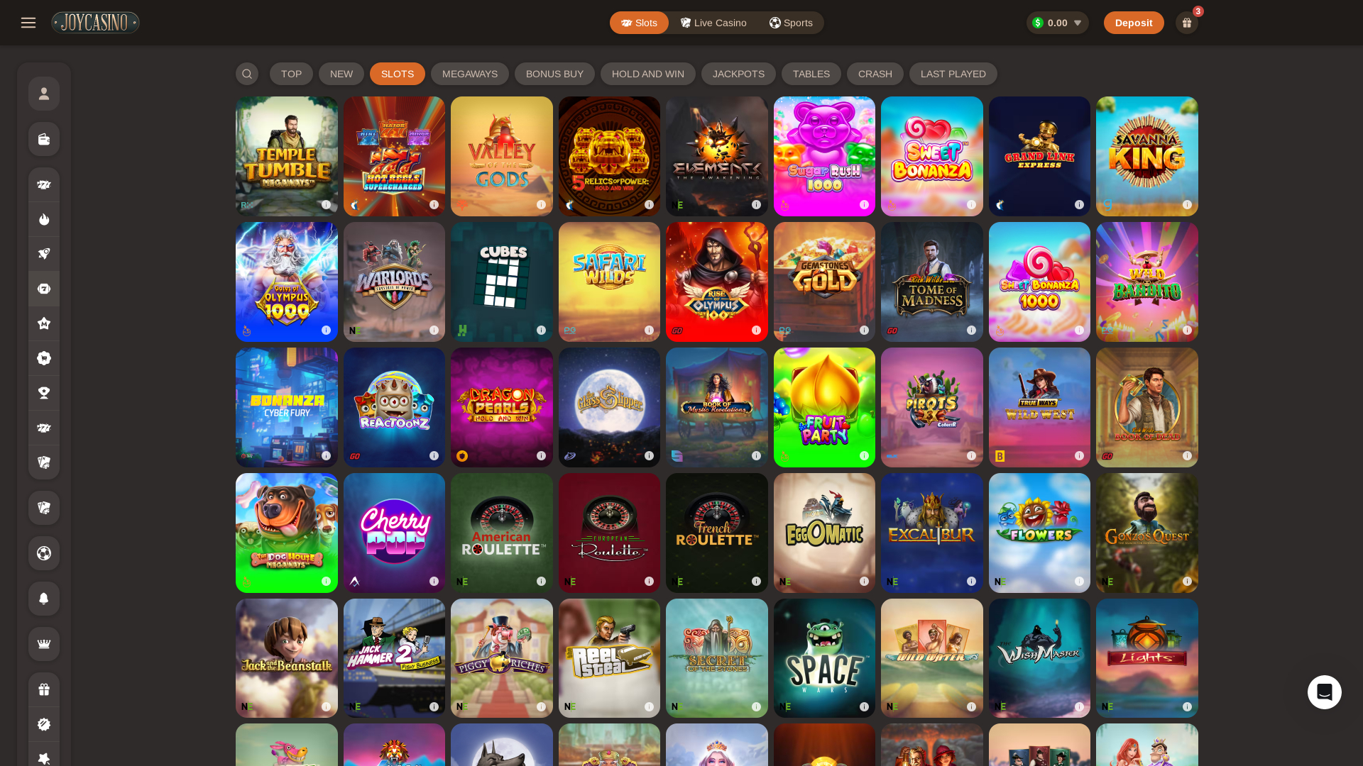 Giochi desktop di Joy Casino