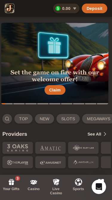 Homepage mobile di Joy Casino