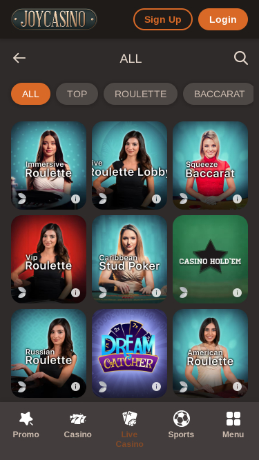 Joy Casino Mobile croupier dal vivo