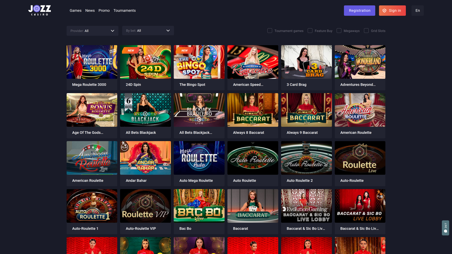 Jozz Casino Desktop avec croupier en direct