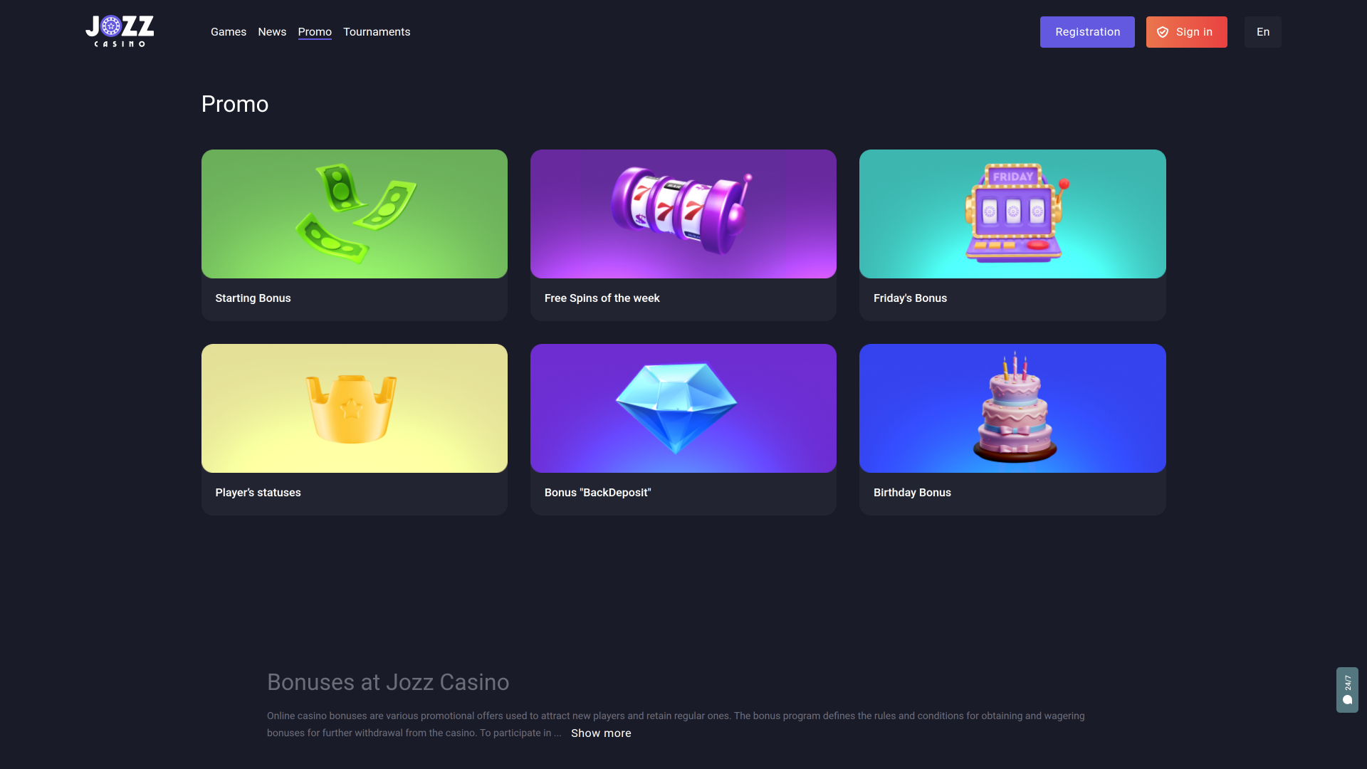 Promotions Jozz Casino sur ordinateur