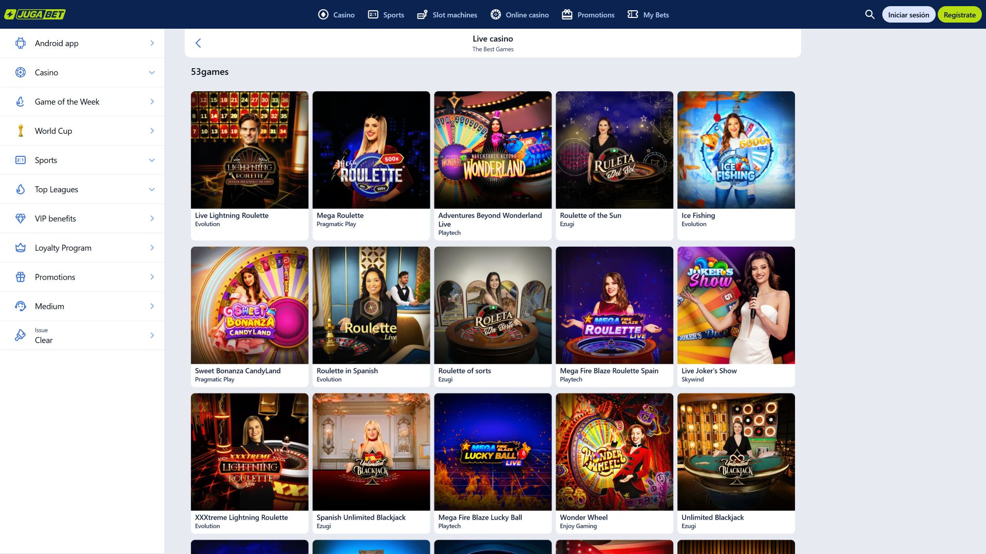 Десктопный лайв-дилер Jugabet Casino