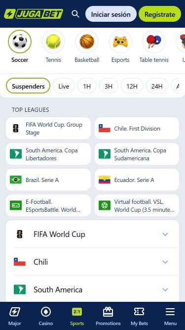 Мобильные спортивные предложения в казино Jugabet