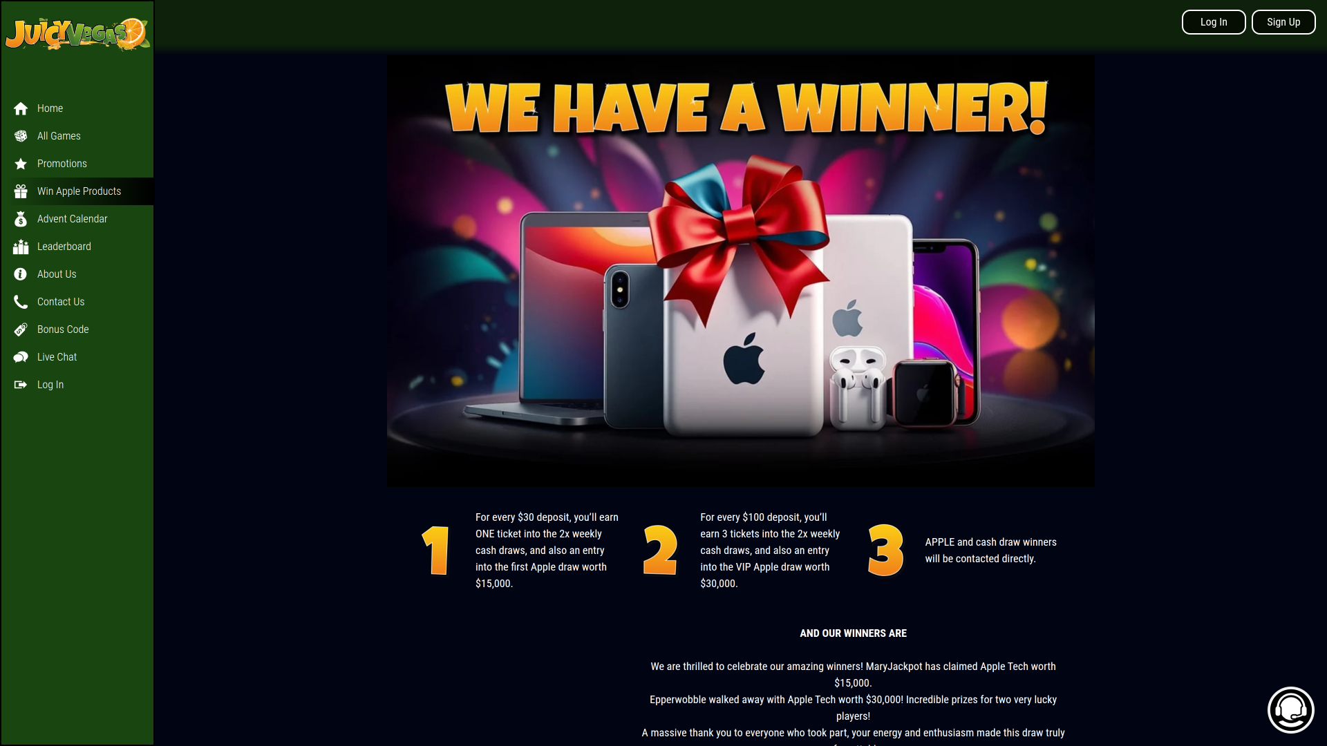 Juicy Vegas Casino - Retiro de efectivo de escritorio