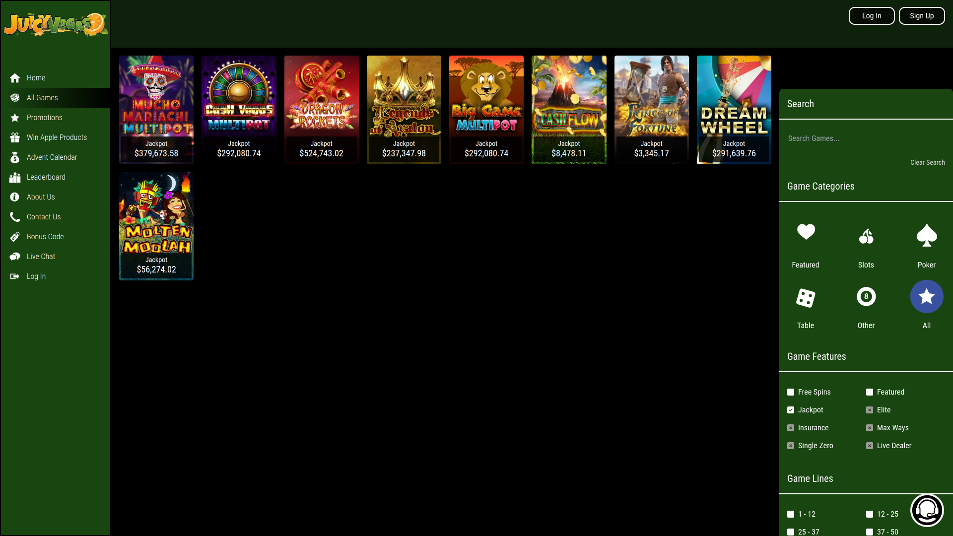 Jackpot de escritorio de Juicy Vegas Casino