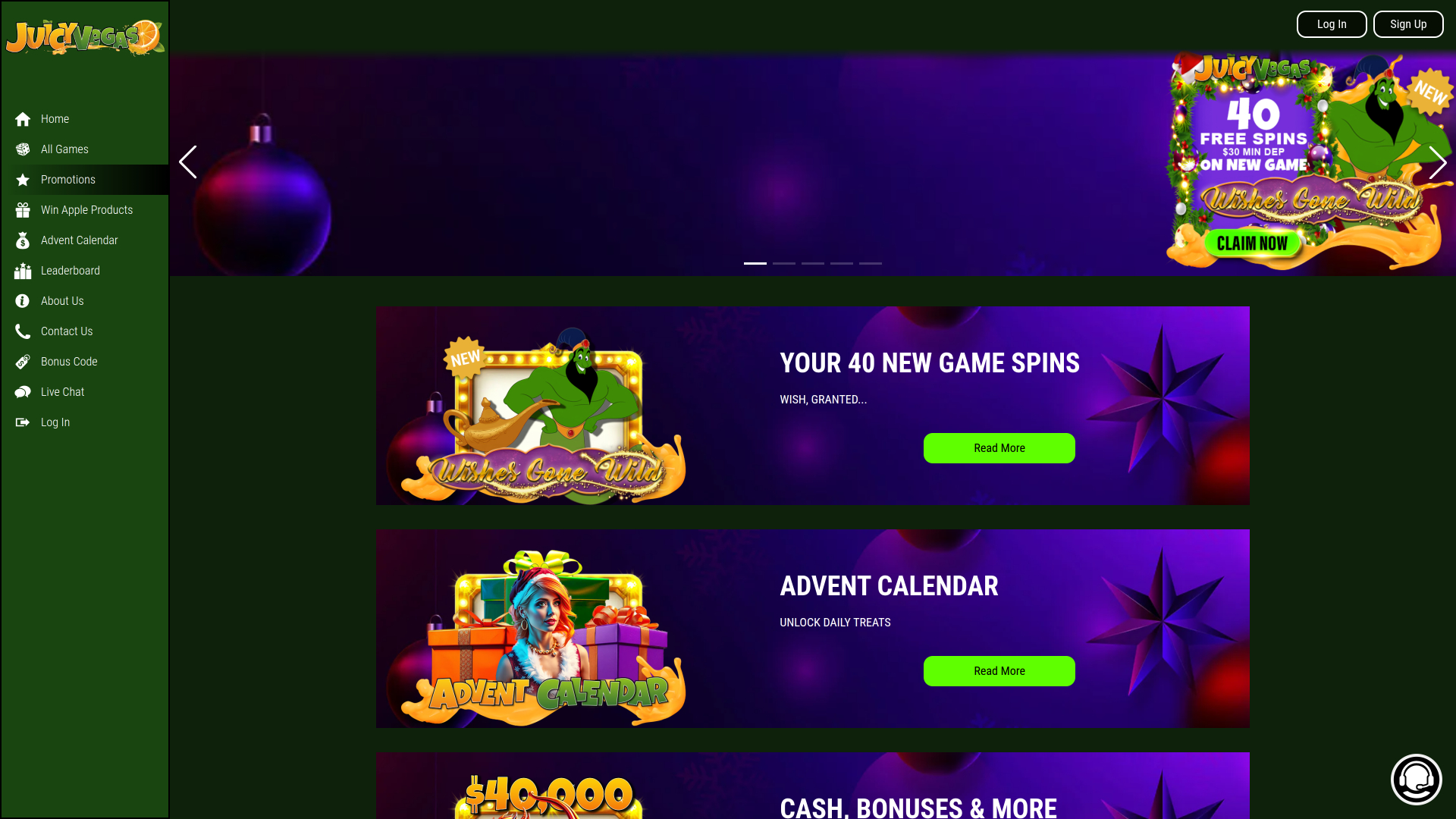 Promociones de escritorio del Casino Juicy Vegas