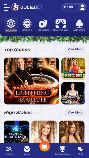Croupier en Direct Mobile de Juliebet Casino