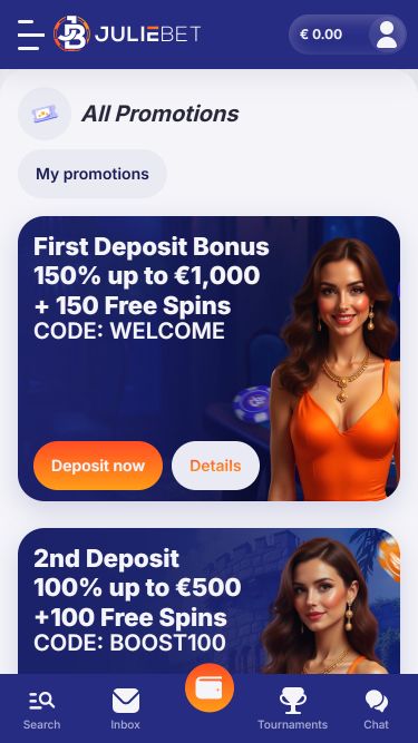 Promotions mobiles du casino Juliebet