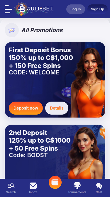 Promotions mobiles du casino Juliebet
