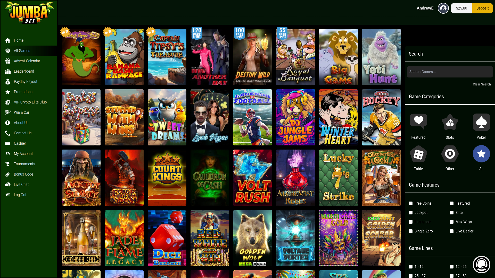 Jumba Bet Casino Desktop Games
