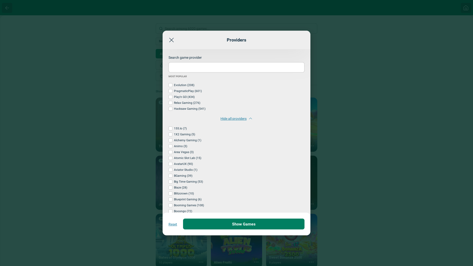 Captura de pantalla de los desarrolladores del juego en JumboBet Casino