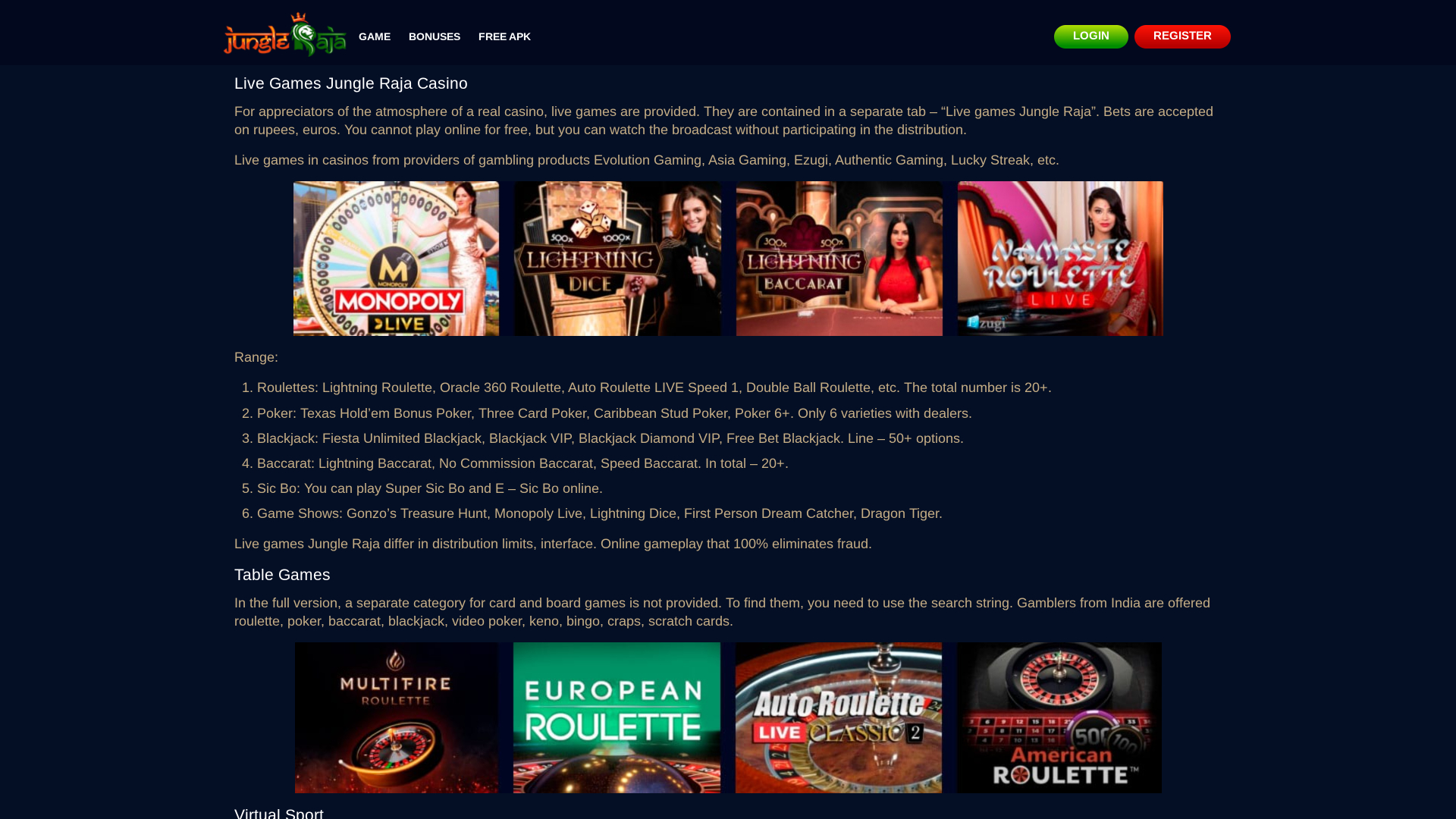 JungleRaja Casino Desktop croupier dal vivo