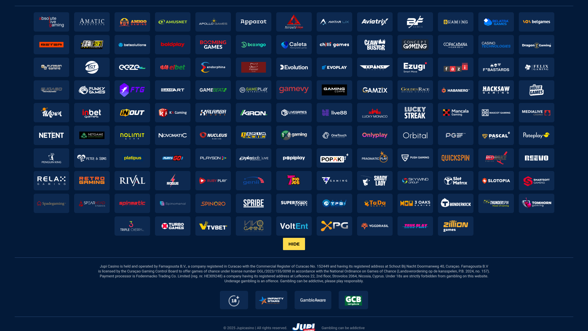 Développeurs du jeu de casino Jupi pour ordinateur