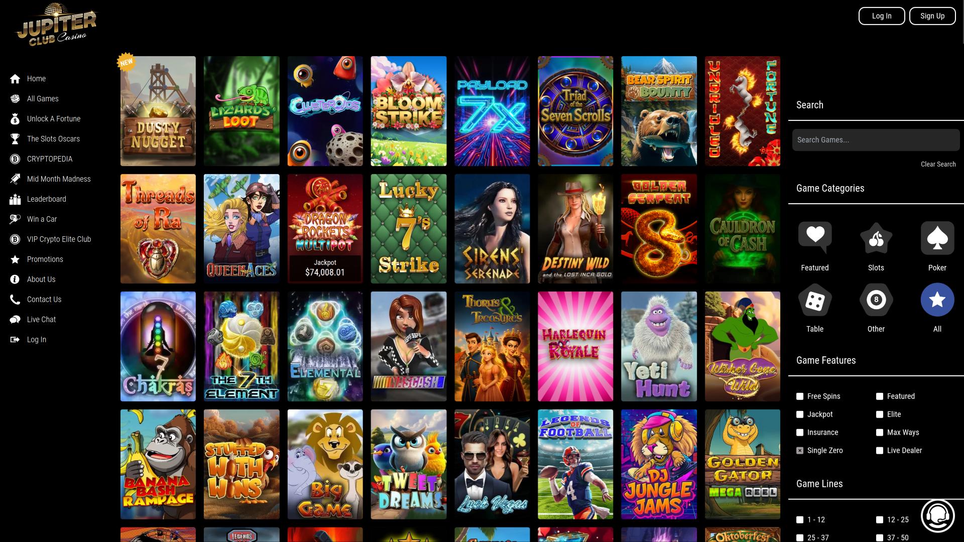 Juegos de escritorio del casino Jupiter Club