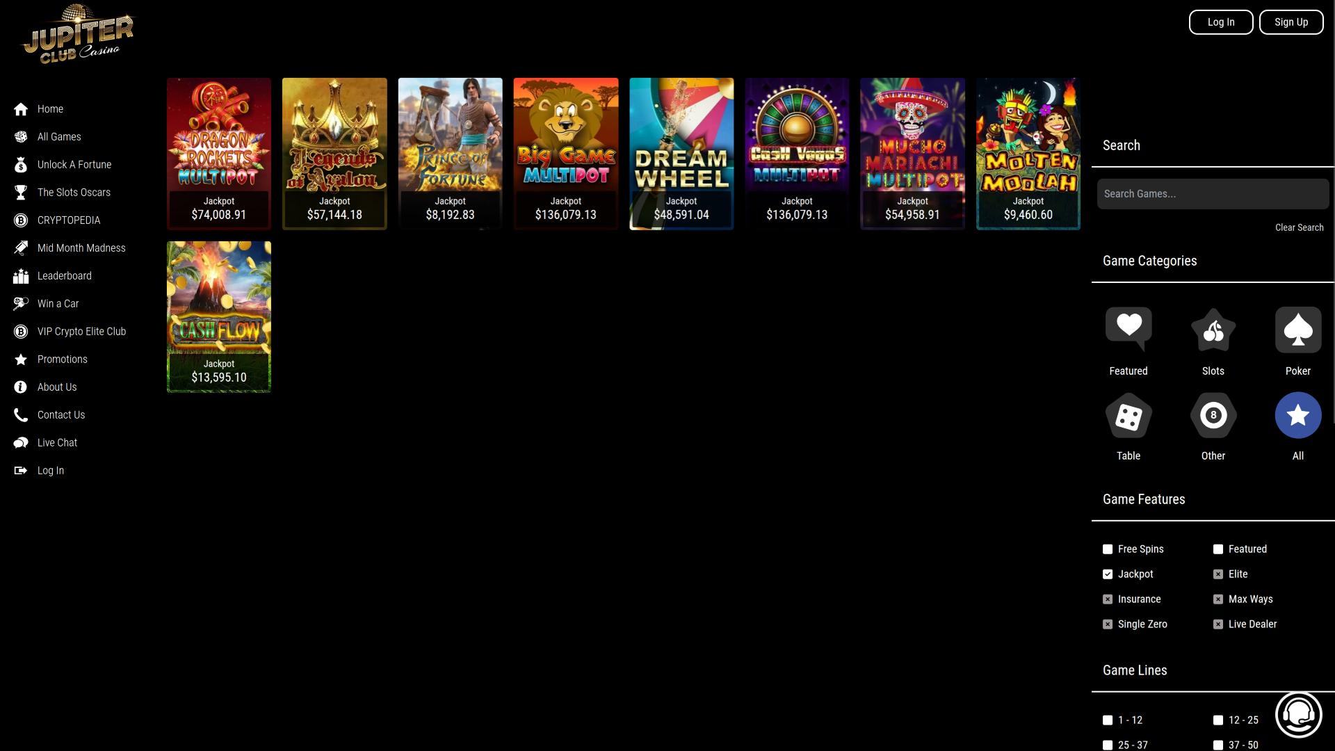 Jackpot de escritorio del Jupiter Club Casino