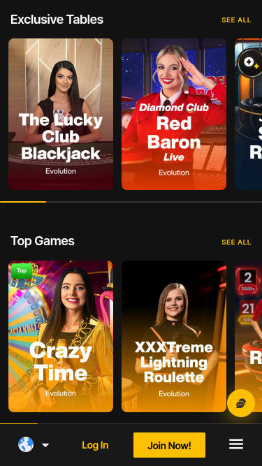 JustCasino Mobile avec croupier en direct