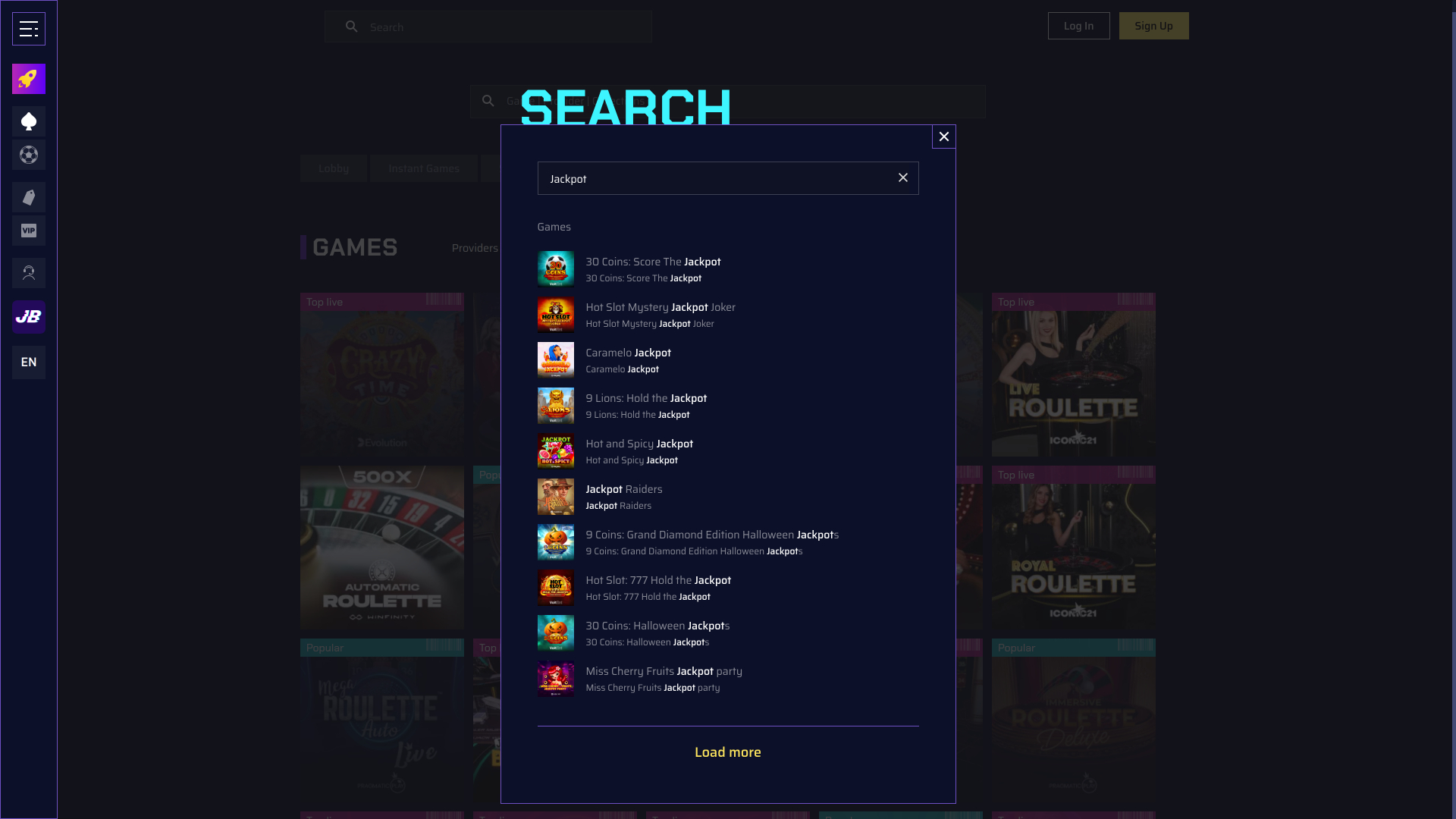 JustBit Casino Desktop Jackpot