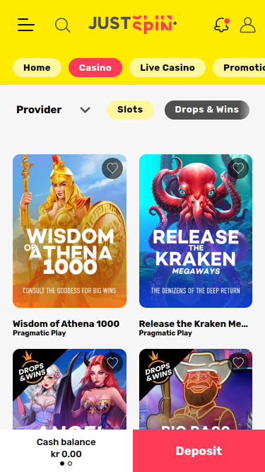 Gains et pertes sur l'application mobile Justspin Casino