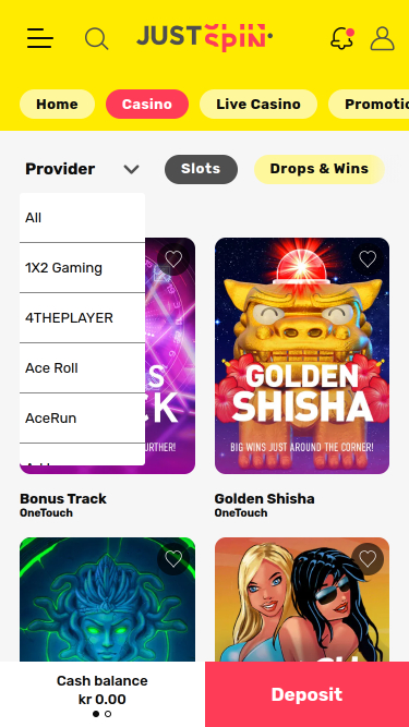 Développeurs de jeux mobiles Justspin Casino