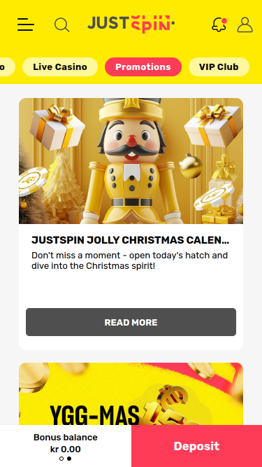 Promotions mobiles du casino Justspin